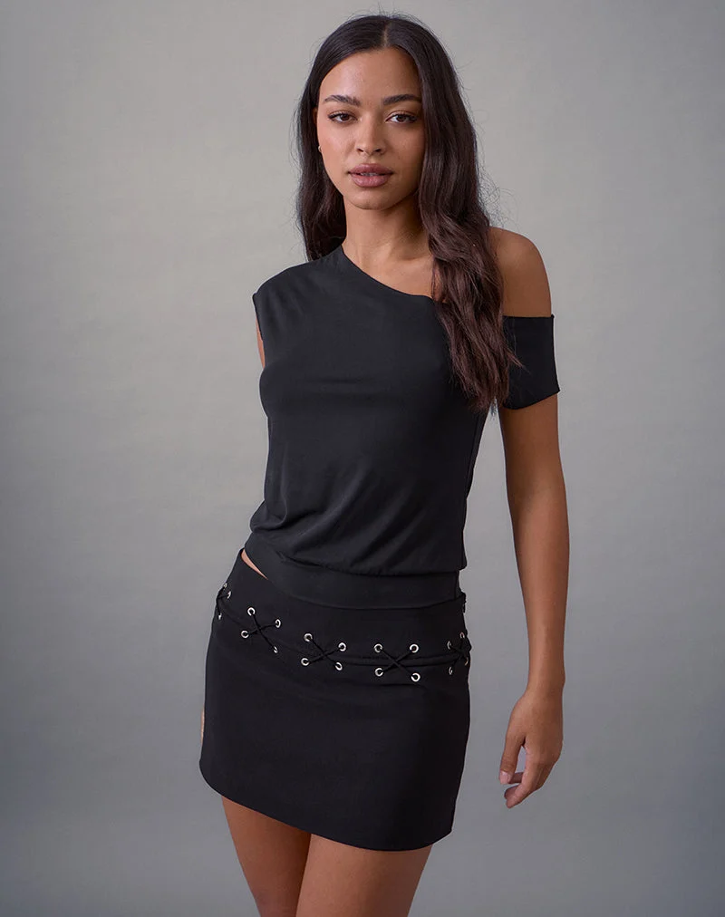 Olma Schnür-Minirock in Tailoring Schwarz