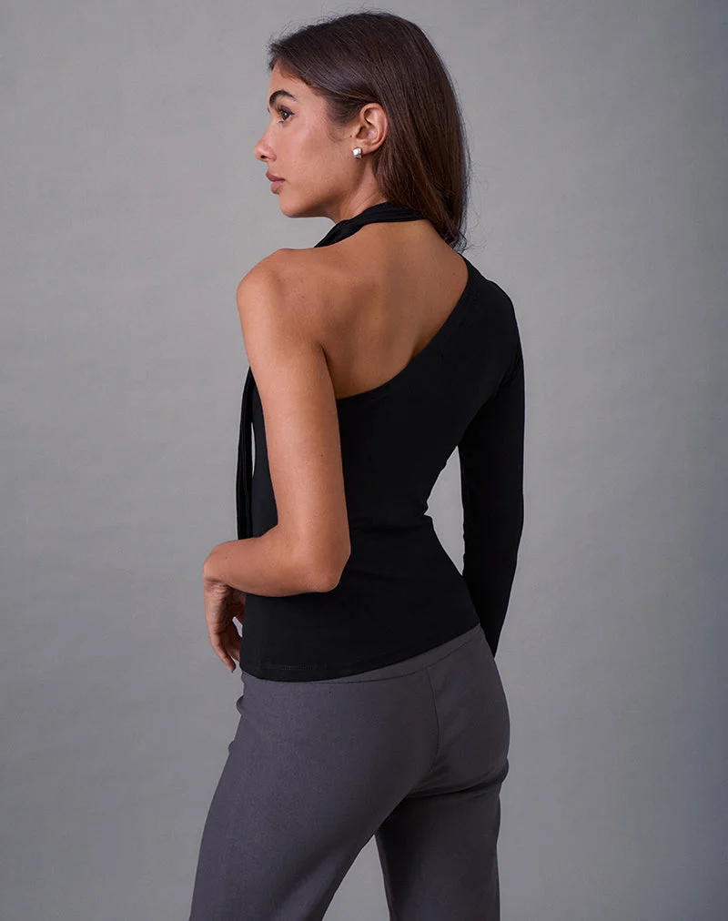 Jayahe Einärmeliges Top aus Rayon Jersey Schwarz