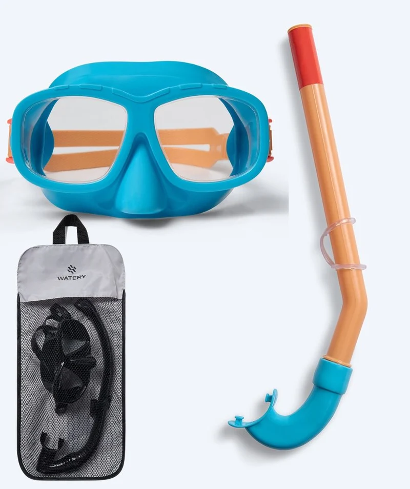 Watery Combo Schnorchelset für Kinder (4-10) - Wyre - Blau/Orange