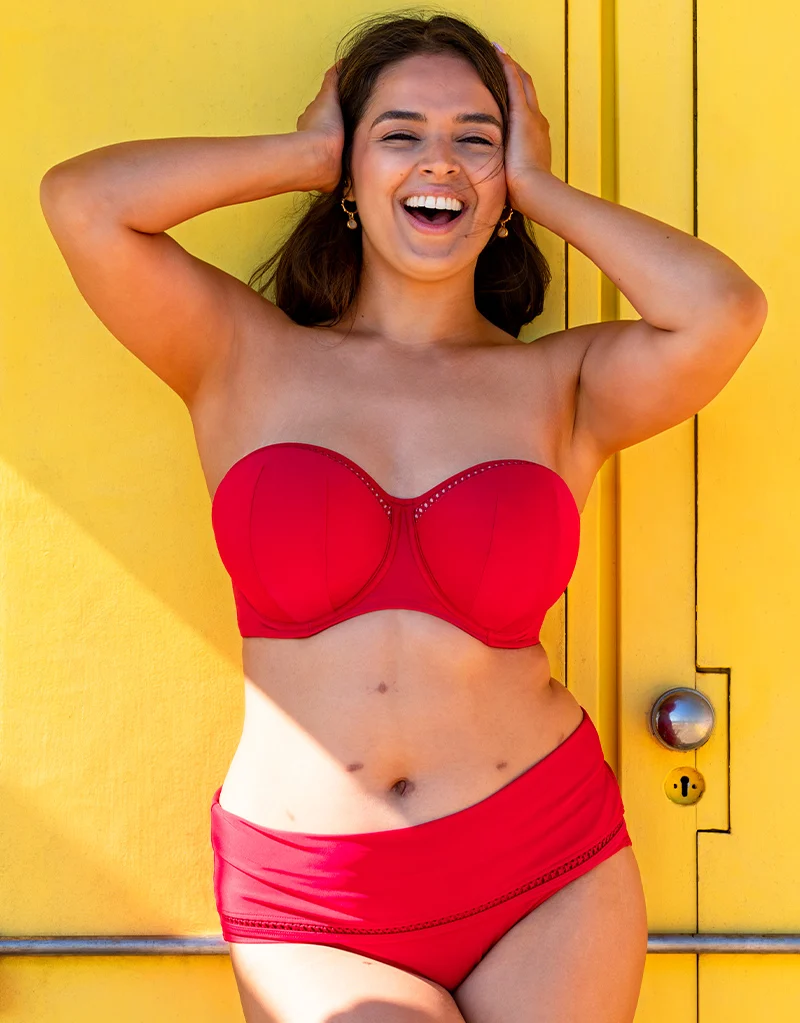 Curvy Kate First Class Deep Fold Over Bikini Brief Red