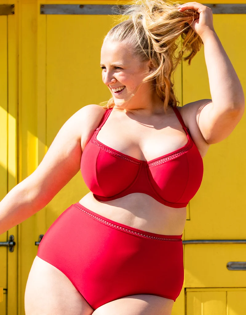 Curvy Kate First Class High Waist Bikini Bottom Red