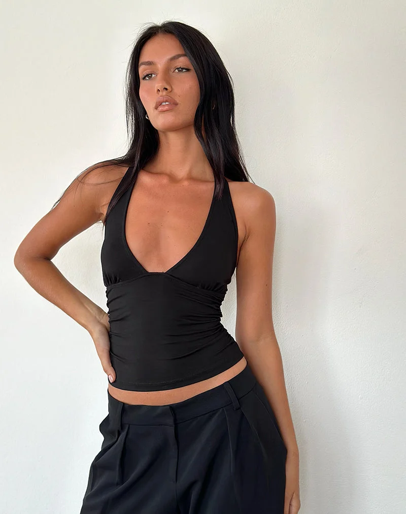 Cosmo Neckholder-Top aus Jersey Schwarz