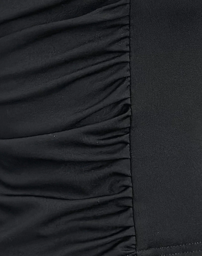 Alexia Top mit quadratischem Ausschnitt und Schnalle in Schwarz