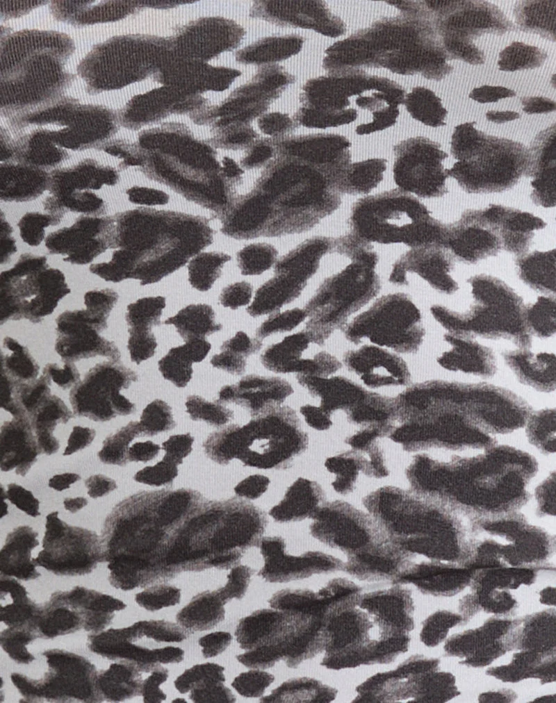 Galile High Neck Top aus Jersey in Blurry Leopard Grey