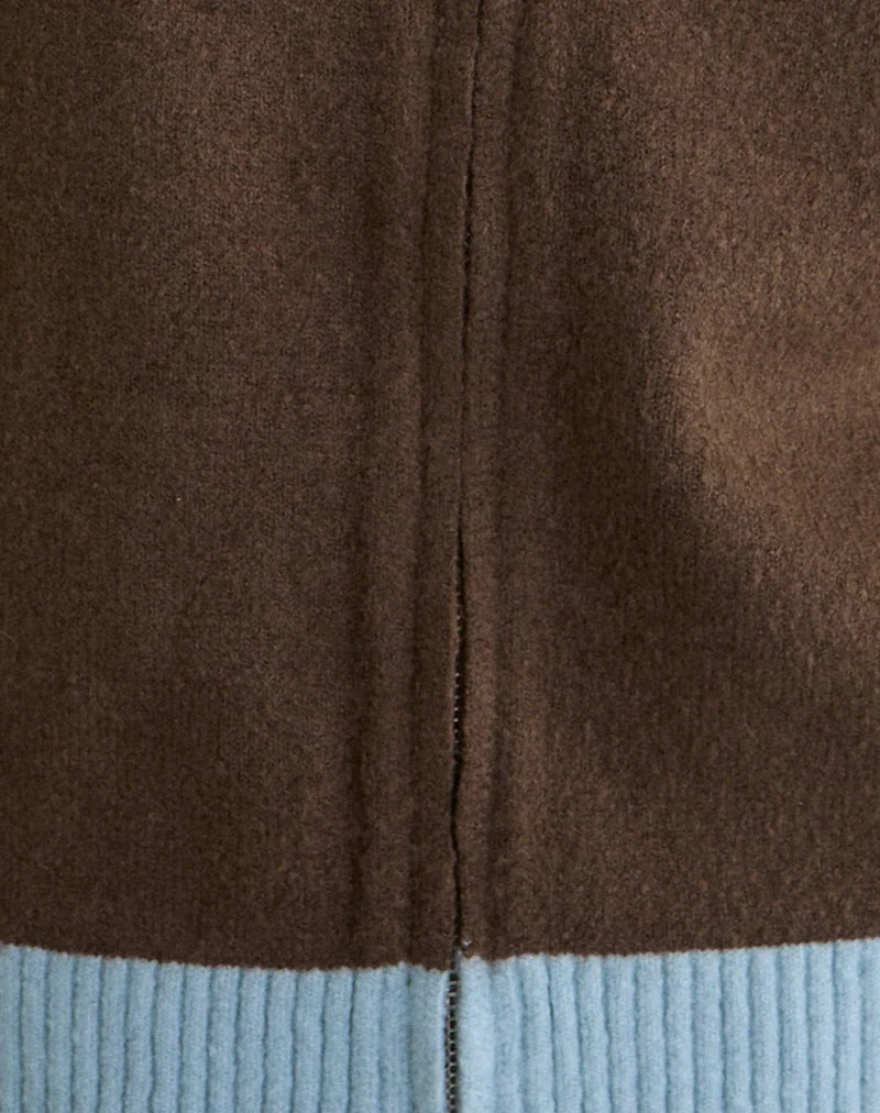 Ayamu Zip-Pullover aus braunem Strick