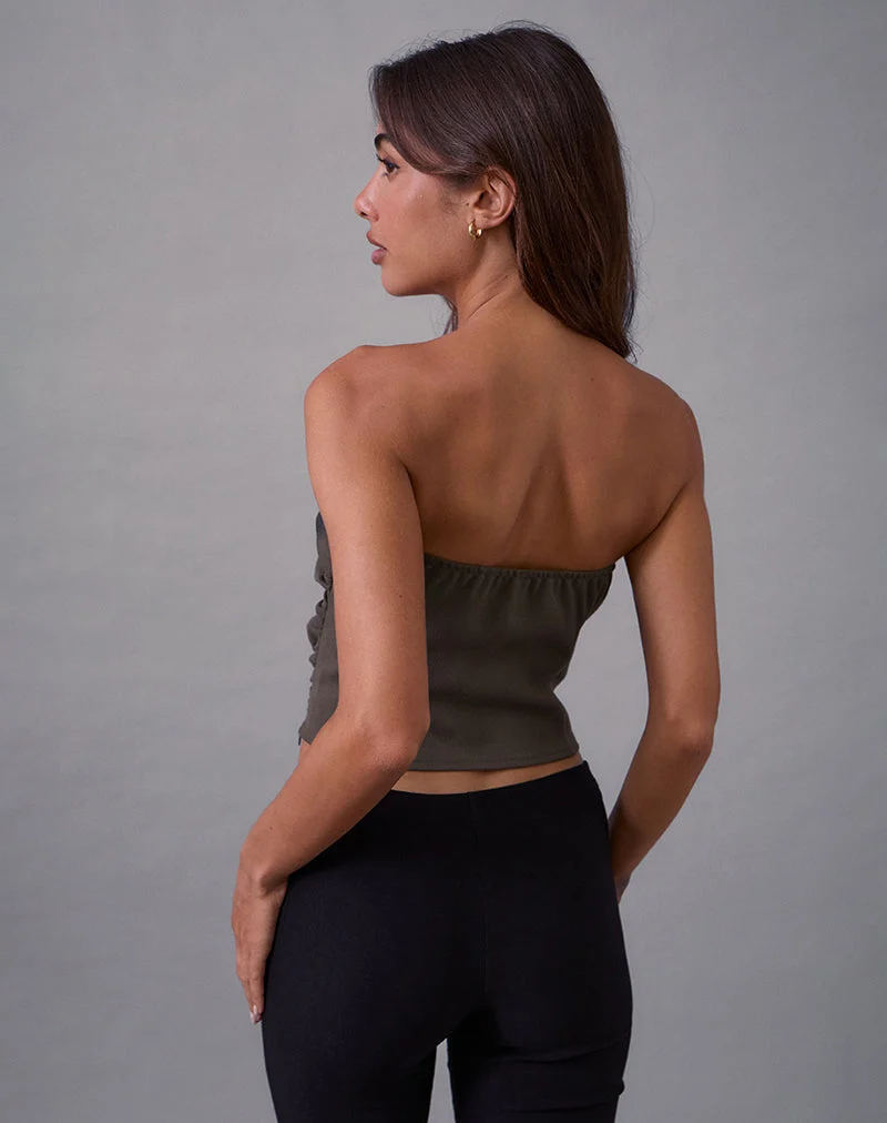 Elzi Korsett-Top in Tailoring Dunkel-Olive
