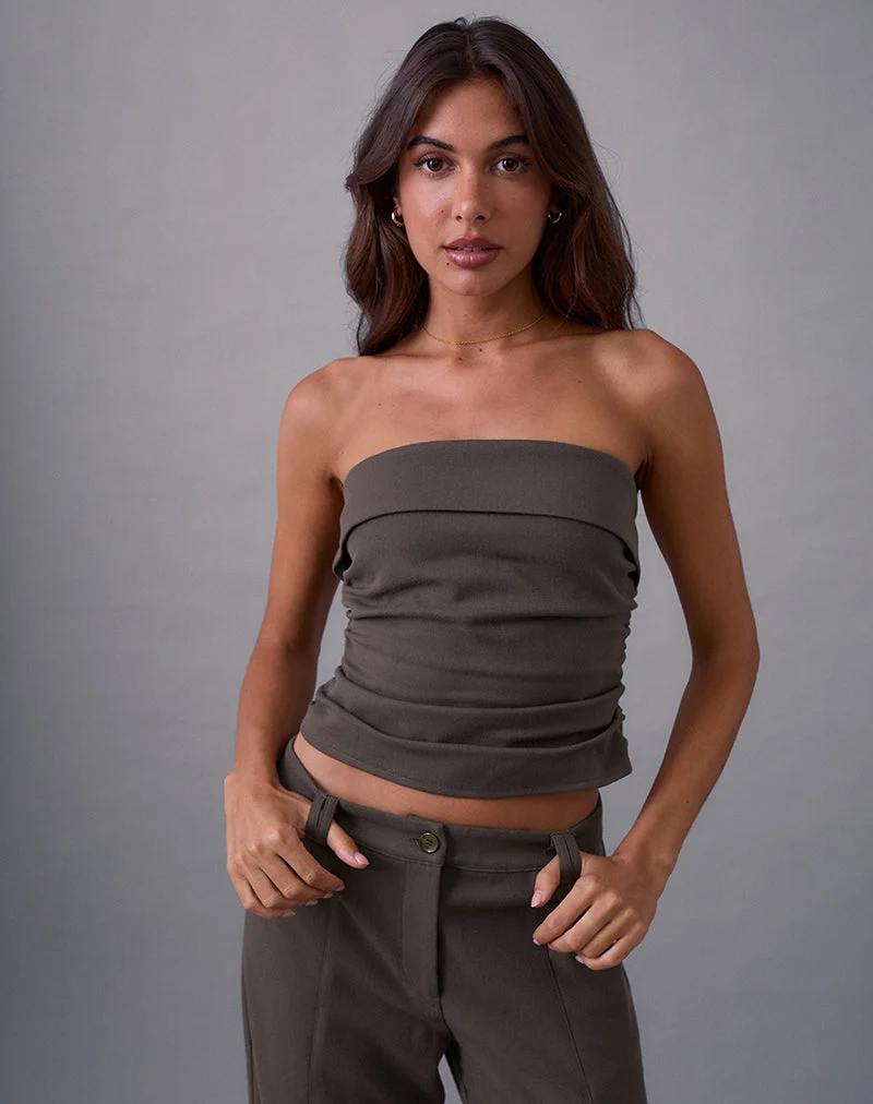 Elzi Korsett-Top in Tailoring Dunkel-Olive