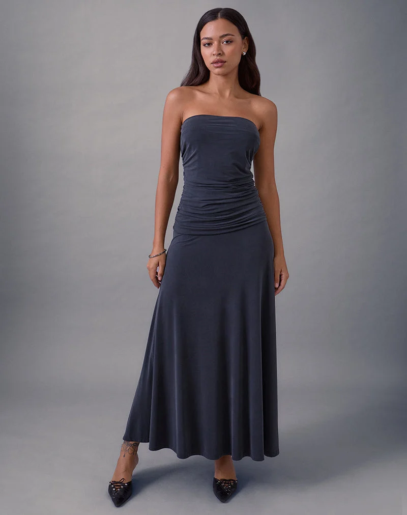 Darmi Maxikleid aus Cupro Granit