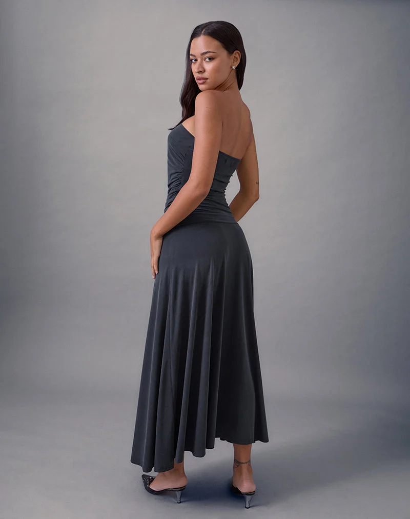 Darmi Maxikleid aus Cupro Granit