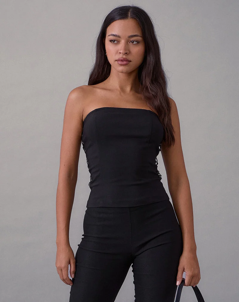 Avira Bandeau-Top mit Spitze in Tailoring Schwarz
