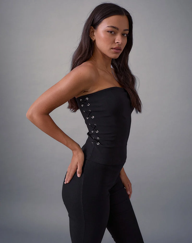 Avira Bandeau-Top mit Spitze in Tailoring Schwarz