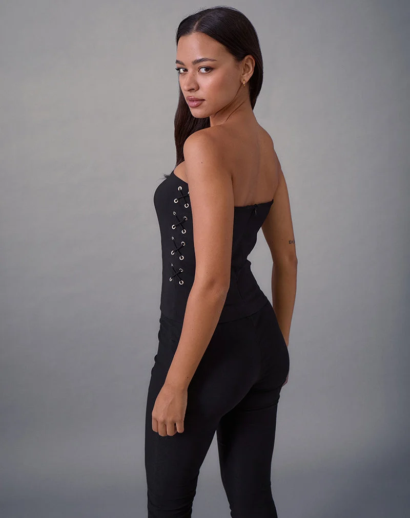 Avira Bandeau-Top mit Spitze in Tailoring Schwarz