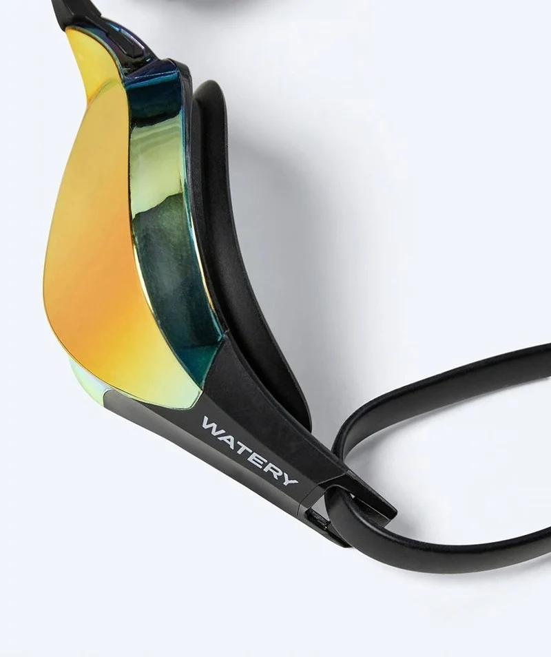Watery Elite Schwimmbrillen - Rattle Pro Mirror - Schwarz/Gold