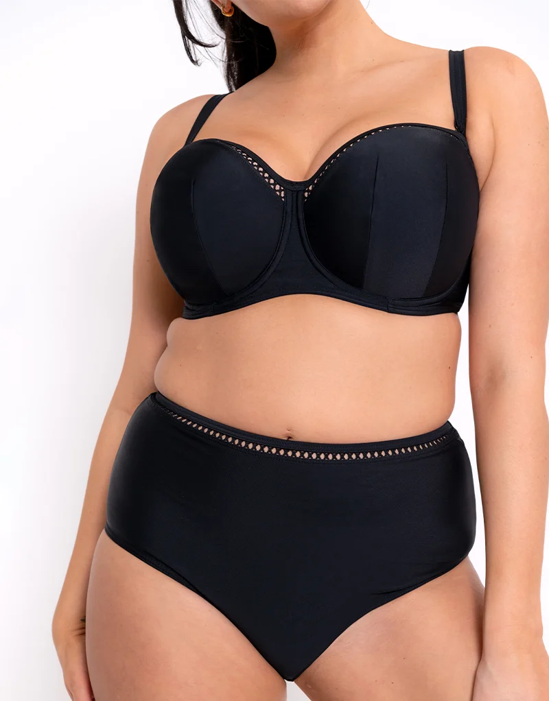 Curvy Kate First Class Bandeau Strapless Multiway Bikini Top Black