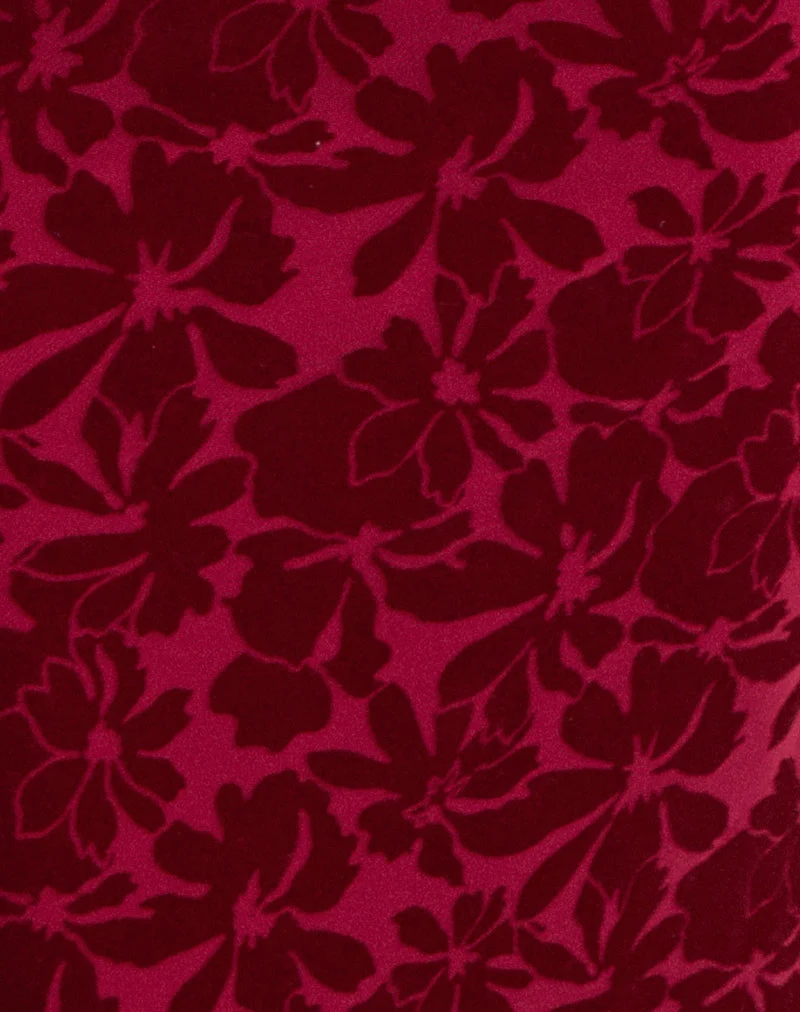 Alfreda Maxirock aus beflocktem Mesh Flower Cherry