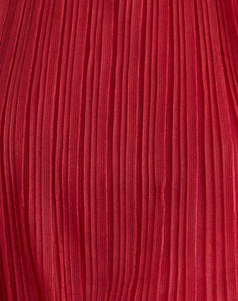 Brienne Top in schimmerndem Plissee Rot