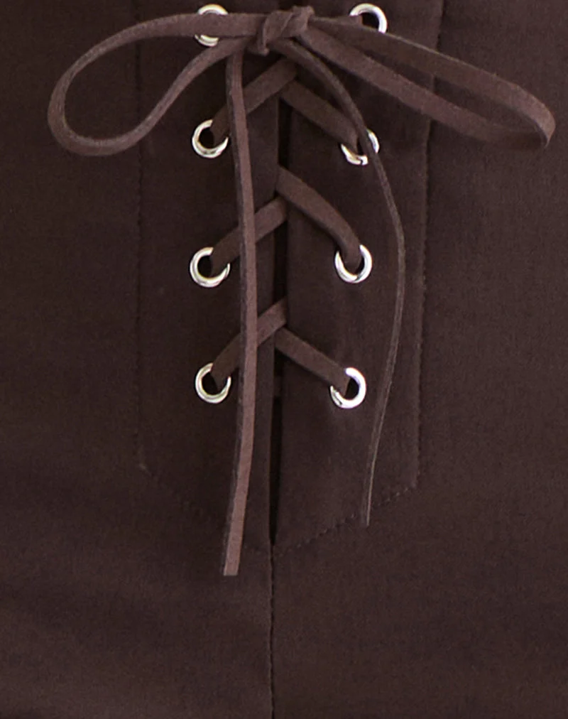 Aelva Schnür-Caprihose in Schneider-Dunkelbraun