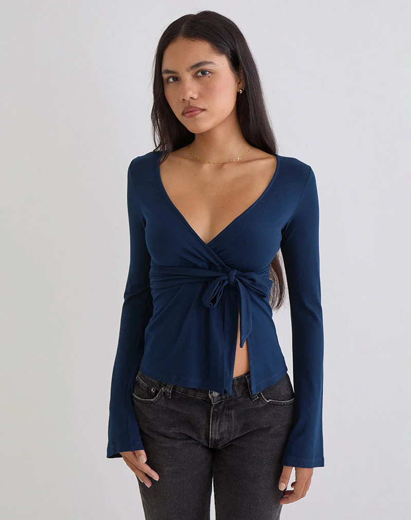 Lamae Wickeloberteil in Marineblau