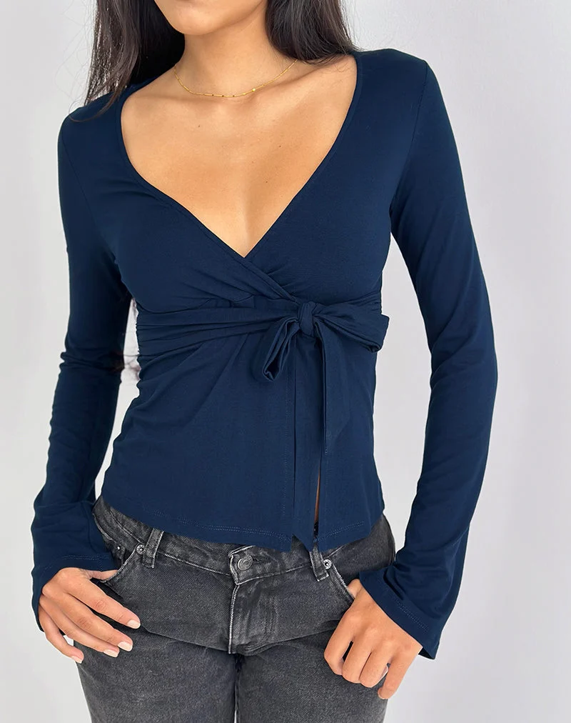 Lamae Wickeloberteil in Marineblau