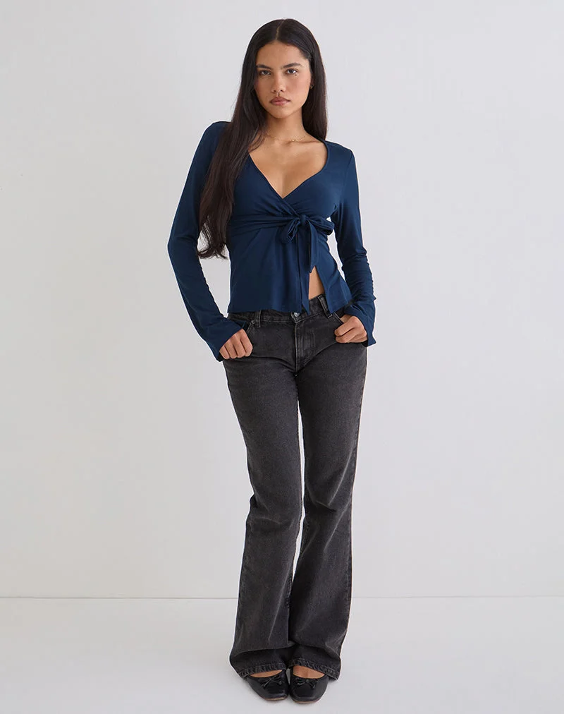 Lamae Wickeloberteil in Marineblau