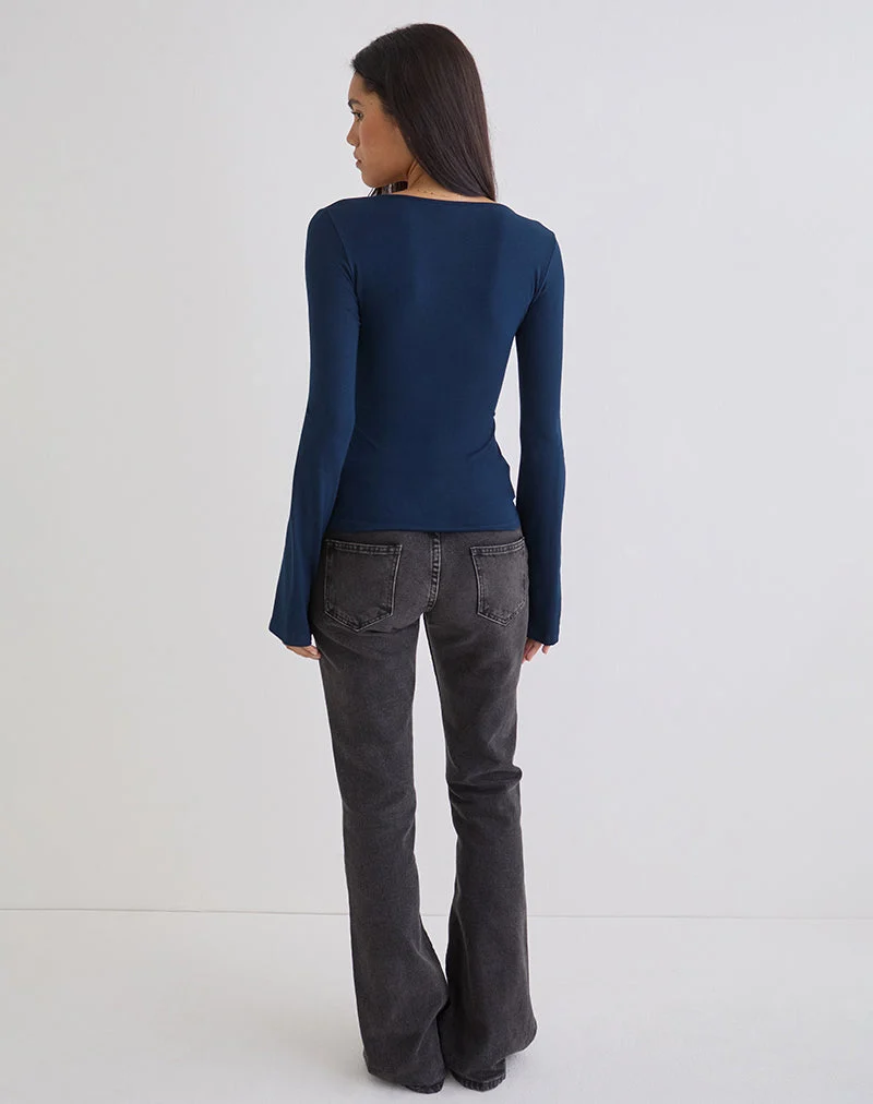 Lamae Wickeloberteil in Marineblau