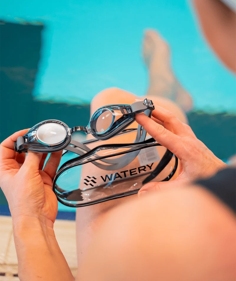Watery Schwimmbrillen mit Sehstärke für Kurzsichtige Erwachsene - (-1.5) – (-7.0) - Ridley - Schwarz