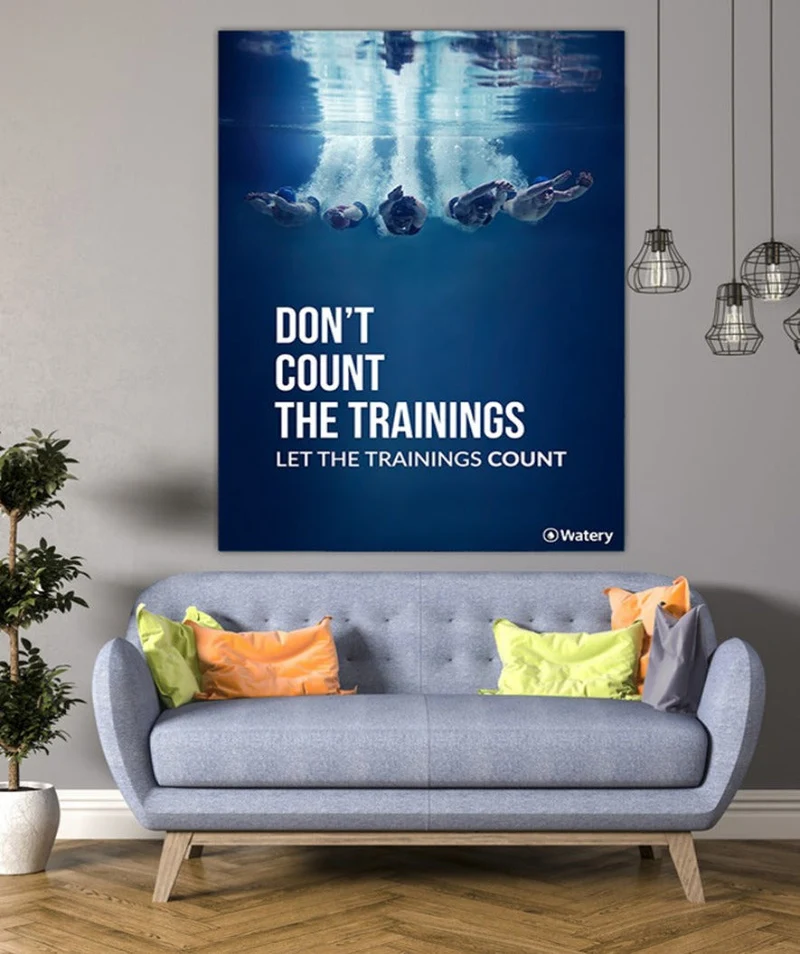 Watery Poster mit Schwimmsport-Motiven - Let The Trainings Count