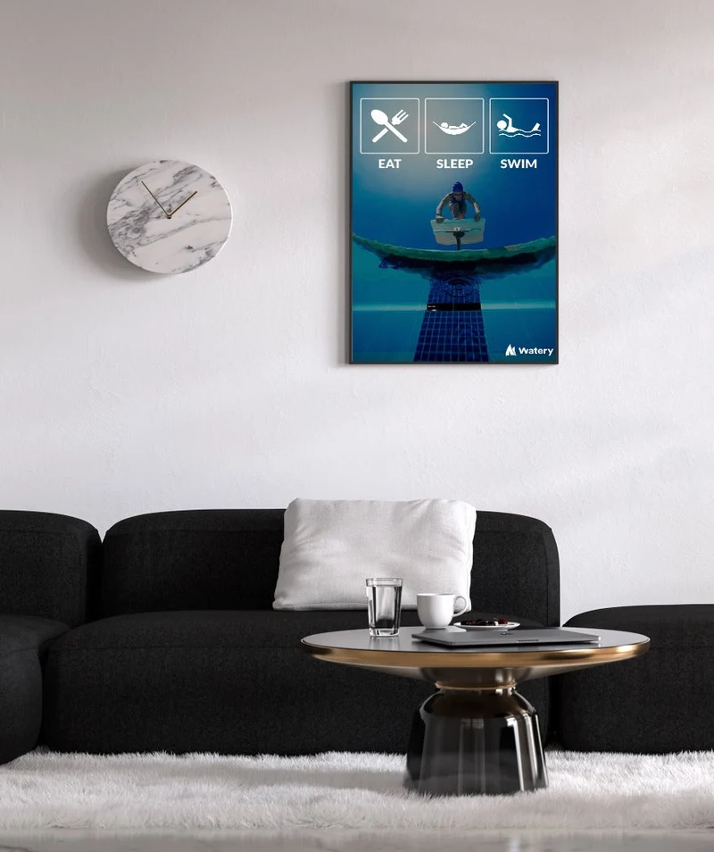 Watery Poster mit Schwimmsport-Motiven - Eat - Sleep - Swim