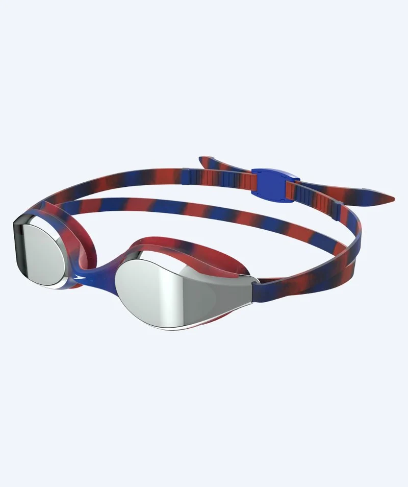 Speedo Wettkampf Schwimmbrille für Kinder (6-14) - Hyper Flyer Mirror - Rot/Blau