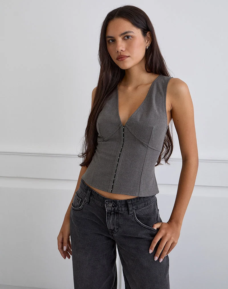 Salpa Taucher-Top in Tailoring Charcoal