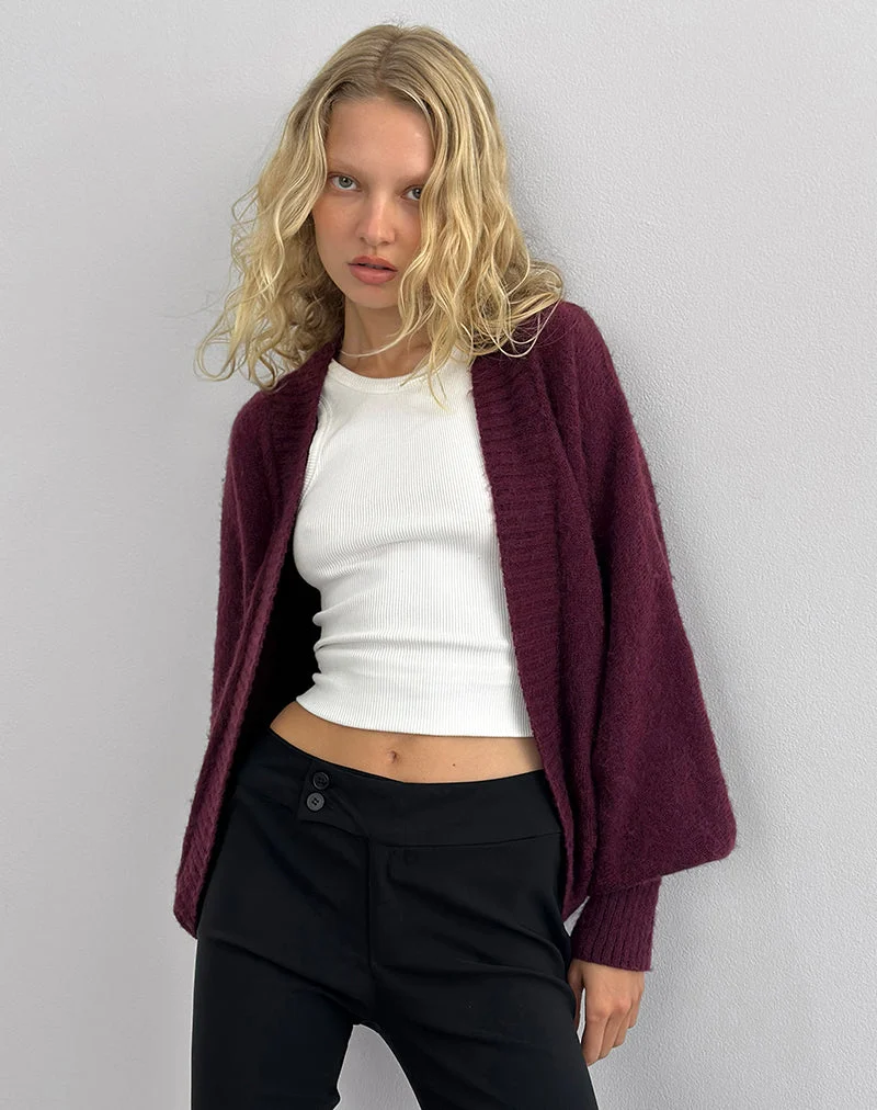Pasha Shrug Strickjacke in Dark Cherry