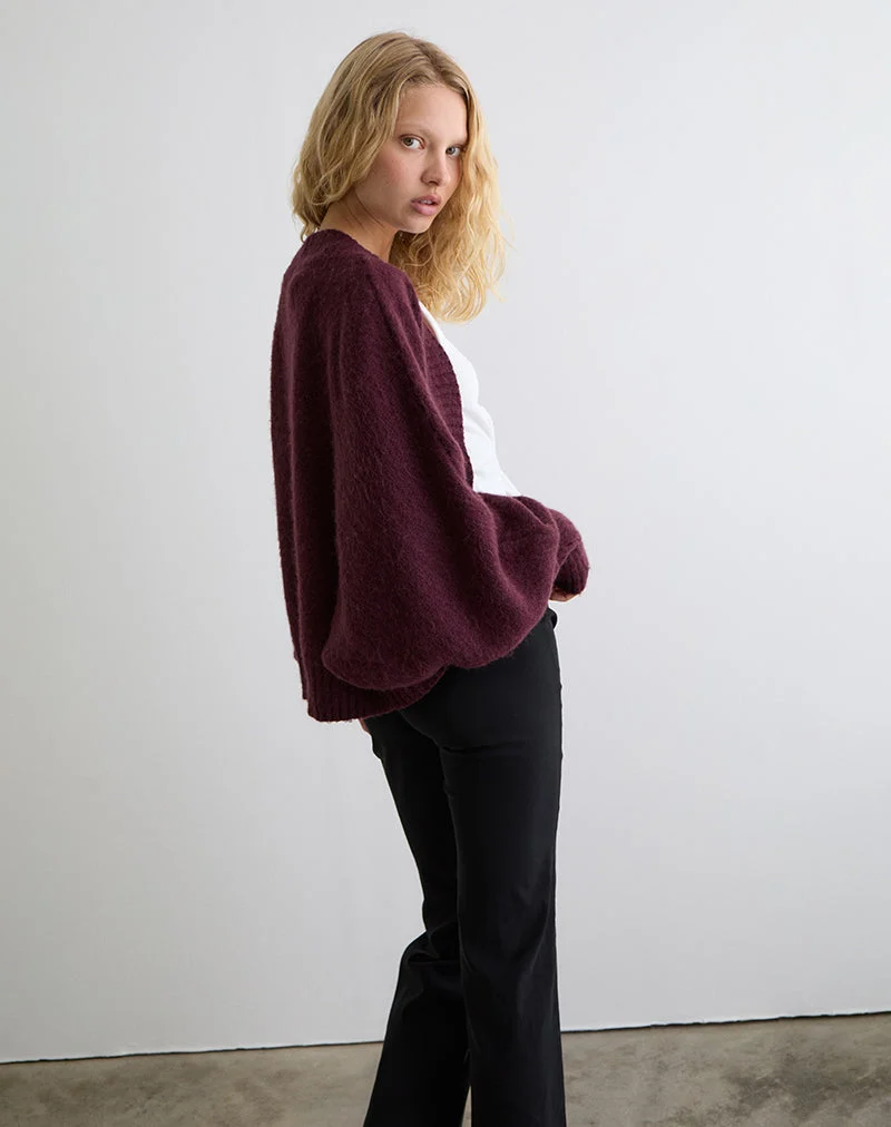 Pasha Shrug Strickjacke in Dark Cherry