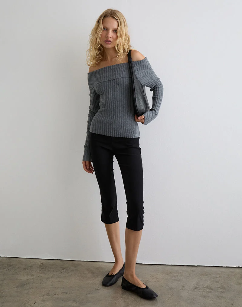 Circe Gestricktes Bardot-Top in Grau