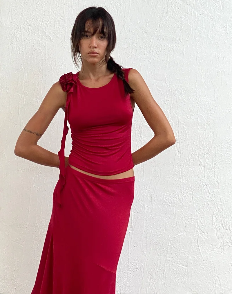Morena Rosetten-Top in Rot
