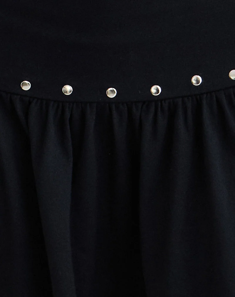 Nefety Nietenrock aus Jersey Schwarz