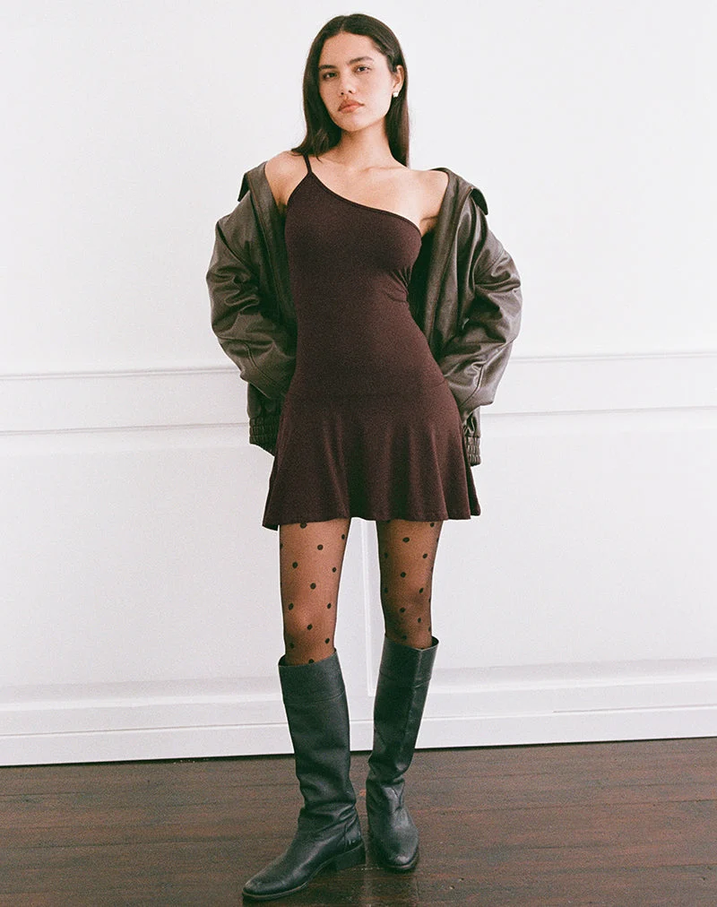 Messac Asymmetrisches Kleid aus Rayon Jersey Bitter Chocolate