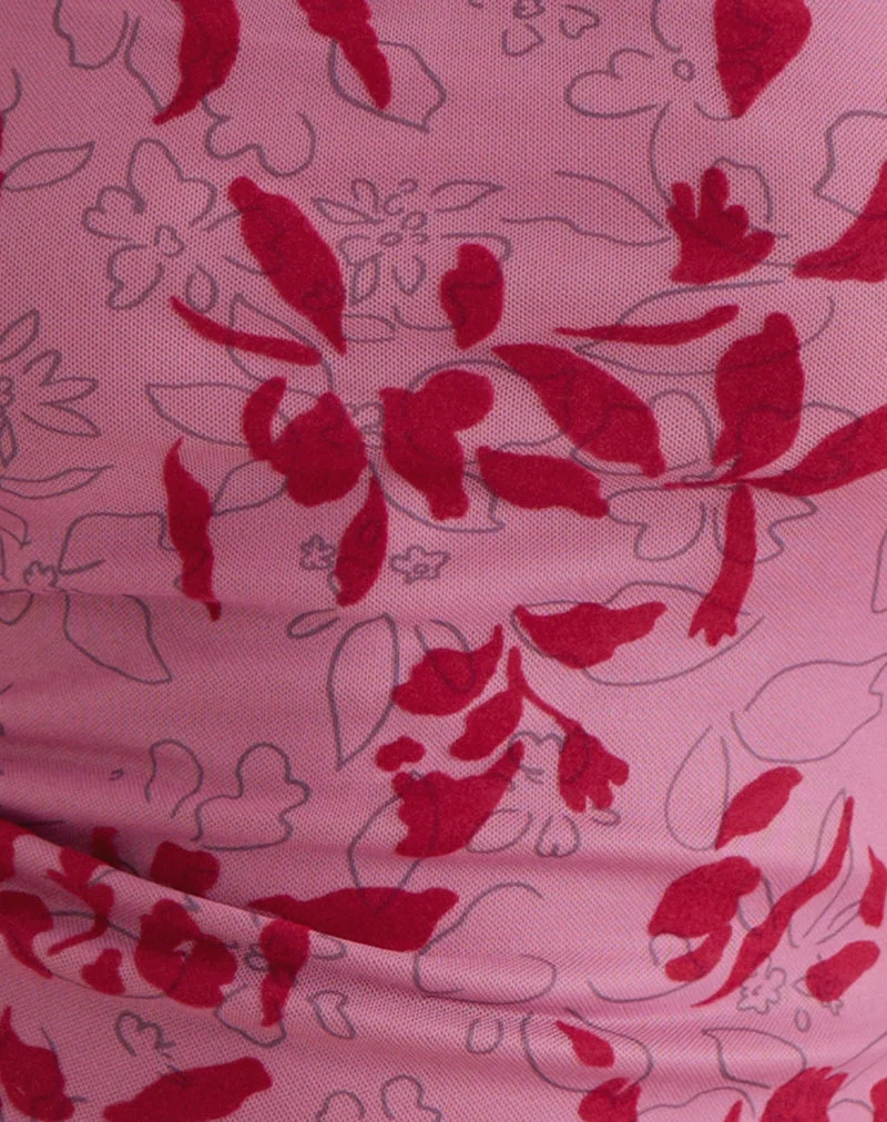 Lotus-Cami-Top in Stencil Flower Pink