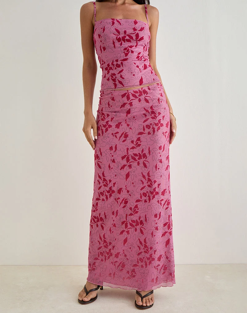 Alfreda Maxirock in Schablone Blume Rosa