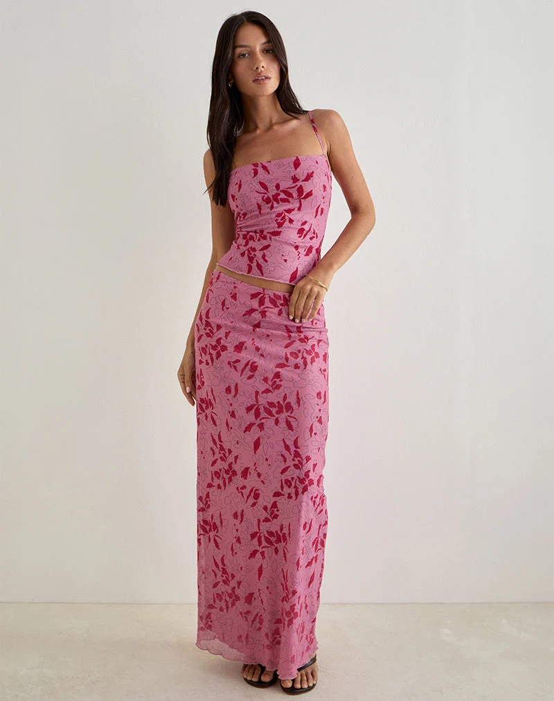 Alfreda Maxirock in Schablone Blume Rosa