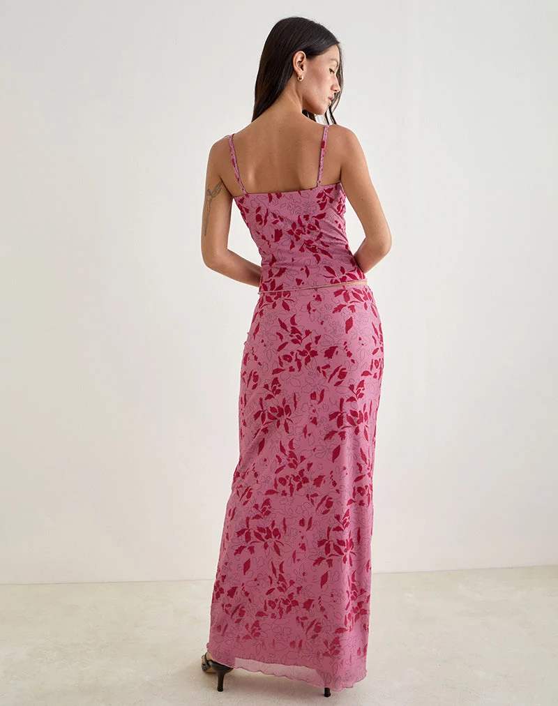 Alfreda Maxirock in Schablone Blume Rosa