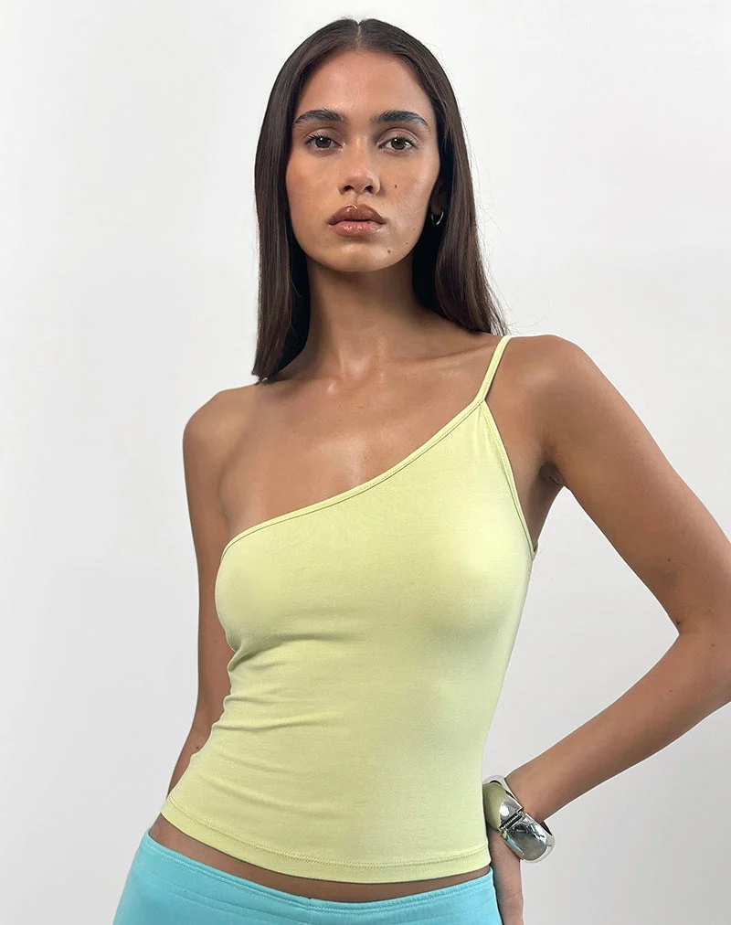 Vey Ein-Schulter-Basic-Top in Pistaziengrün