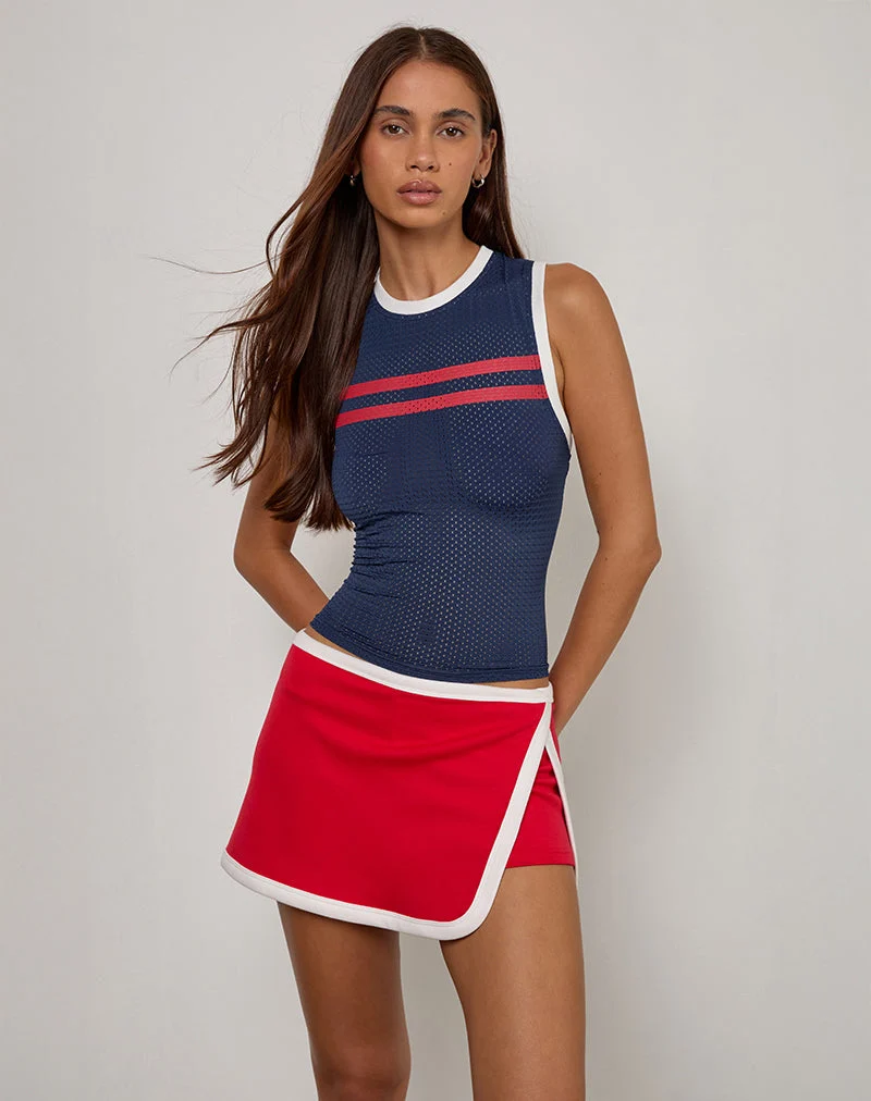 Andeci Sport Skort in Rot mit weißer Bindung