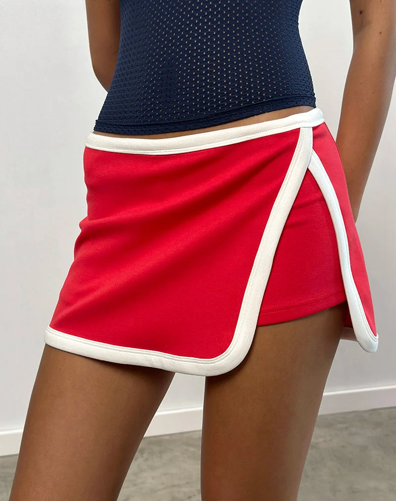 Andeci Sport Skort in Rot mit weißer Bindung