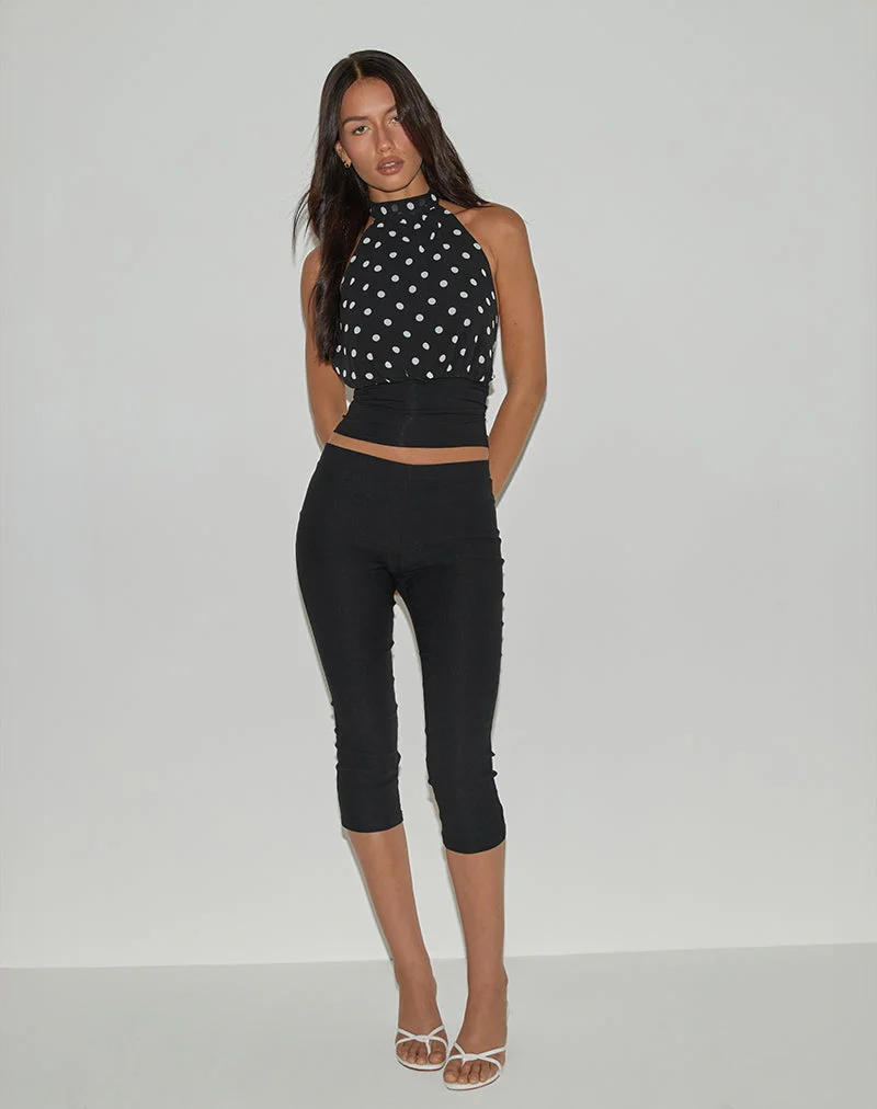 Rania Rückenfreies Top in Schwarz-Weiß mit Polka Dot