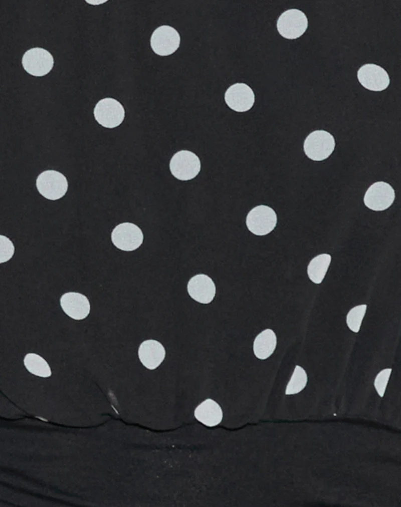 Rania Rückenfreies Top in Schwarz-Weiß mit Polka Dot