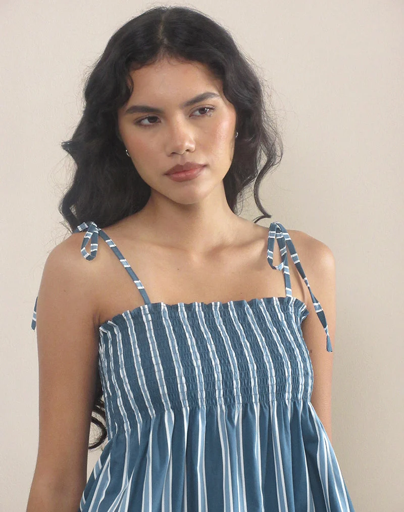 Zerah Top aus Popeline Formal Stripe Navy
