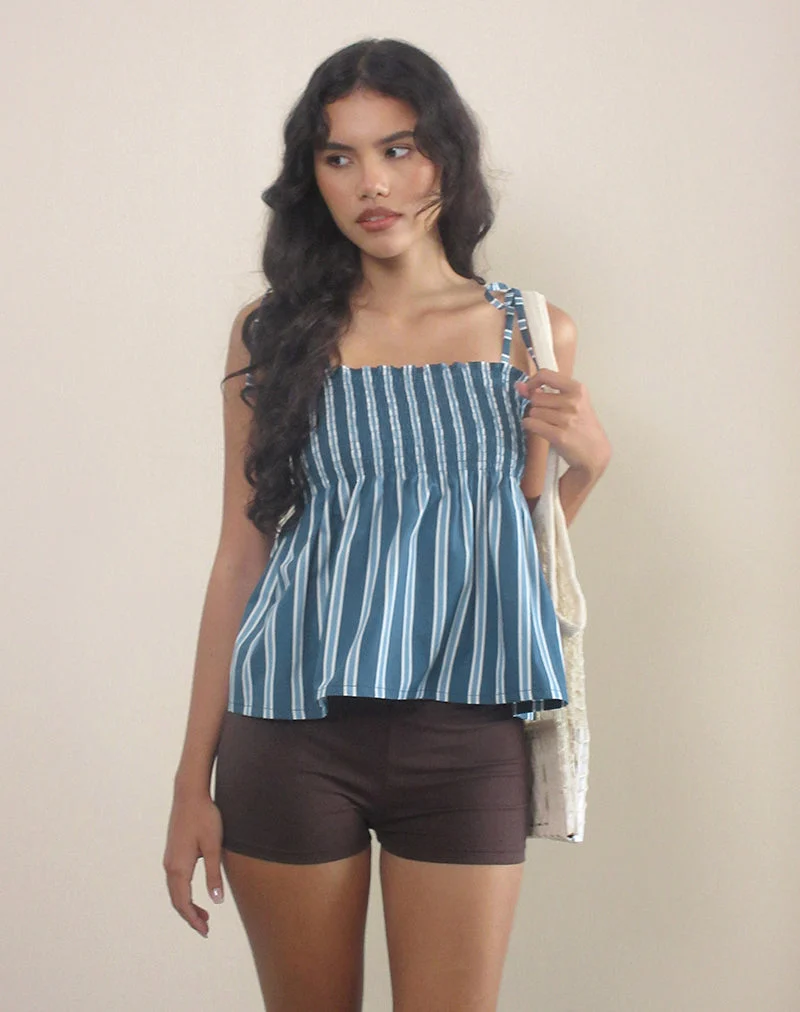Zerah Top aus Popeline Formal Stripe Navy