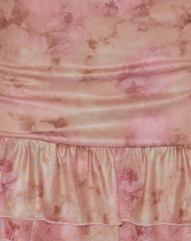 Yoriko Minikleid mit Rollkragen in Smoky Floral Pfirsich
