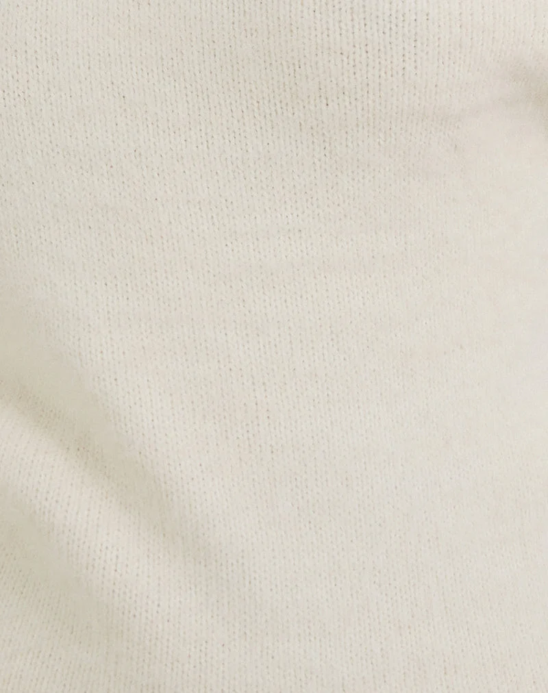 Calyce Top aus flauschigem Strick in Creme