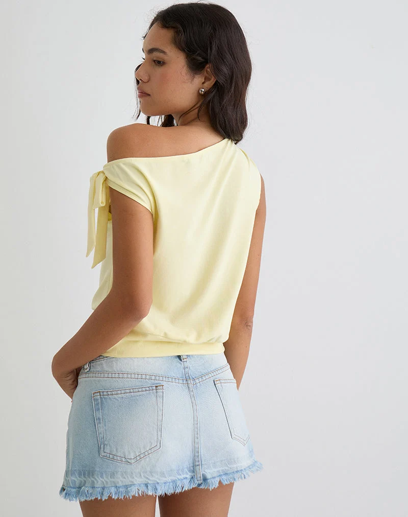 Aleyah Tie Shoulder Tee in Zitrone